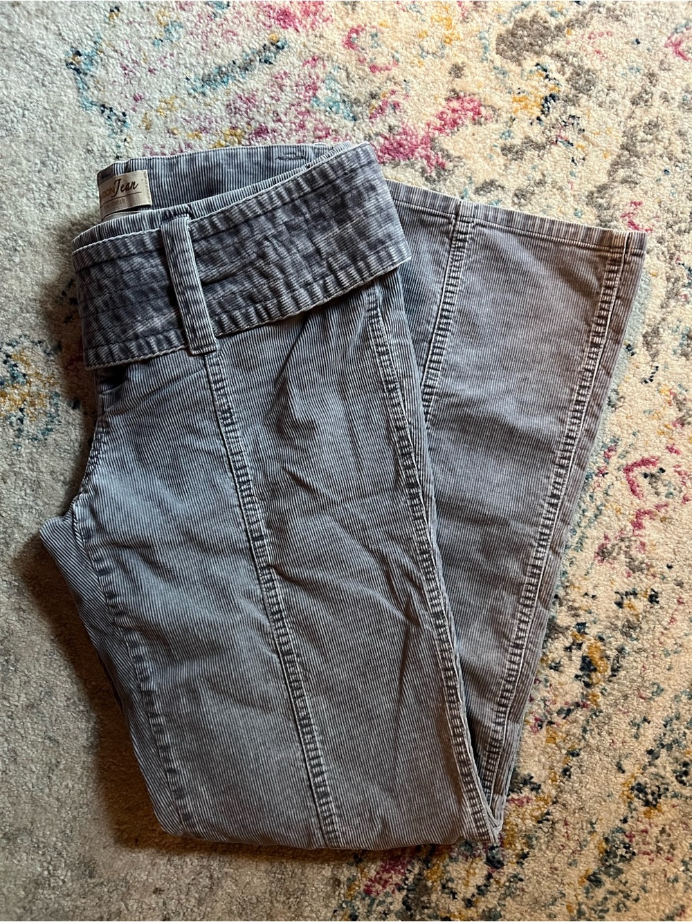 🌸🌸LONDONJEAN Gray Slightly Wide-Leg Corduroy Jeans🌸🌸